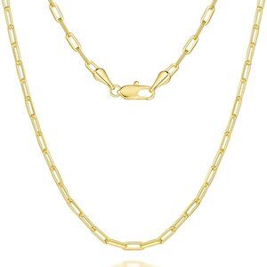 Paperclip Chain Necklace 14K Gold Necklace for Women 3mm Gold Chains Necklaces f